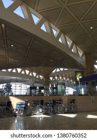 Riyadh, Saudi Arabia - May, 11 2017: Shot Of Wheelchairs Inside King Khalid International Airport