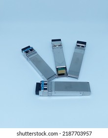 RJ-45 Copper SFP Optical Transceiver On White Background