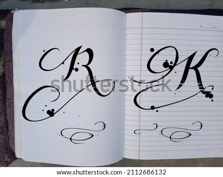 RK latter luxury beauty flourishes ornament monogram logo designer RK logos with the beautiful Naam Ka RK later and blackline beautiful RK logo art