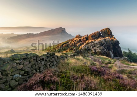 The Roaches during August sunrise in the Peak District National Park England UK