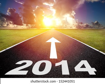 road to the 2014 new year and  sunrise background