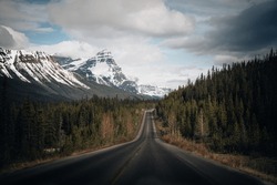 The road 93 beautiful Icefield Parkway in Autumn Jasper and banff National park,Canada, a Nature Photo by Mathias Berlin