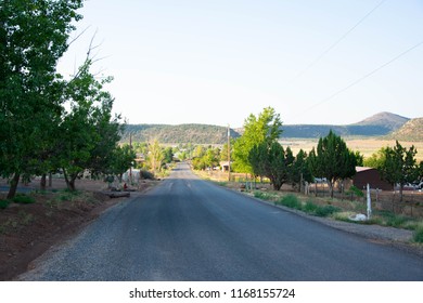 A Road Across A Rural Village In Utah, United States