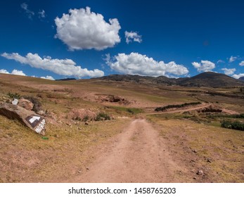 Road in the Andes mountains near Moray ruins, in the Sacred Valley of the Incas, Peru. South America. - Shutterstock ID 1458765203