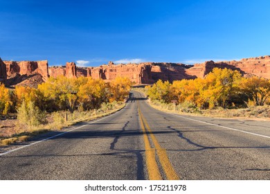 Road In Arches National Park, Utah Autumn