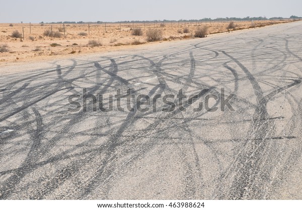 Road art created by car\
drifting