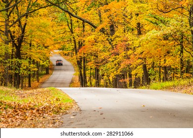 Road In Autumn At Brown County State Park, Indiana