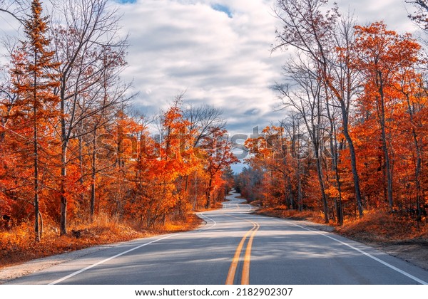 A Road at\
Autumn in Door County of\
Wisconsin