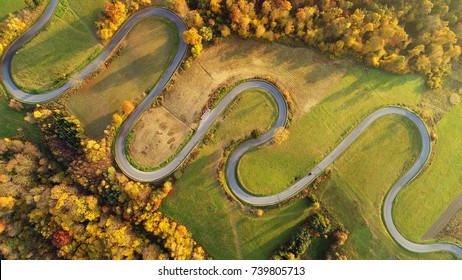 Road in autumn scenery - aerial shot - Powered by Shutterstock