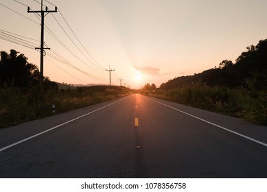 road background in the sunset