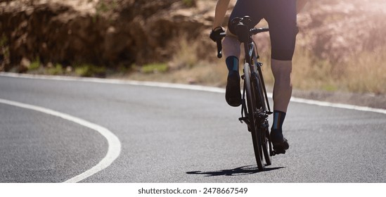 Road bike cyclist man cycling, athlete on a race cycle