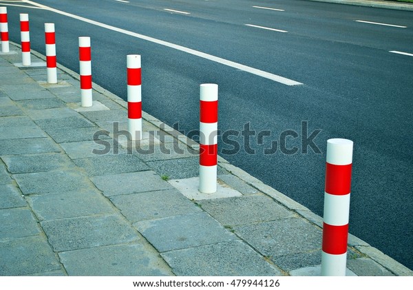 Road Block Pole Straight Line Stock Photo (edit Now) 479944126