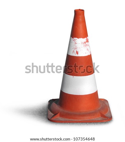 Road bollard traffic cone isolated on white background