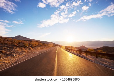 Road In Bonneville Salt Desert. Dramatic View. Utah.