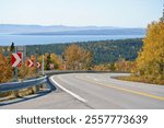 Road of Boul de Forillon in Forillon national park Gaspe Quebec Canada 