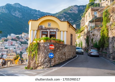 The Road Branches Into Two Directions, Beautiful Village Of Positano, Amalfi