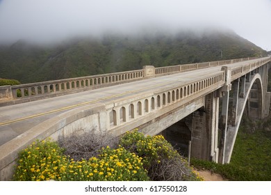 Road, Bridge, Fog, Big Sur, California