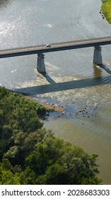 Road Bridge Over The River Top View Water Sky