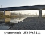 The road bridge and the railway bridge across Ostravice river