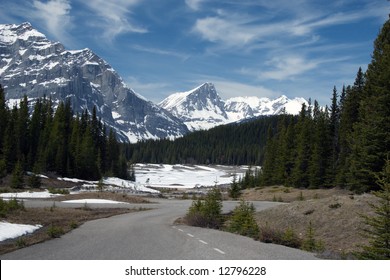Road in Canadian Rockies, Alberta, Spring