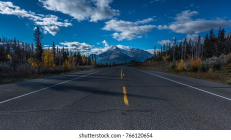 Road At Canadian Rocky Mountains, Alberta, Canada.