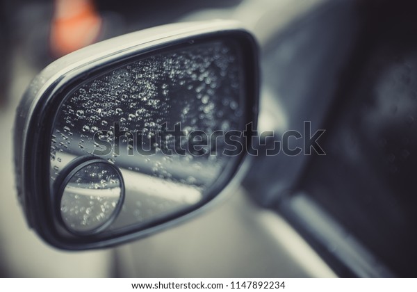 Road Car Rear View Mirror or Side Mirror\
Car, Motion Blur Background (Vintage\
Style)