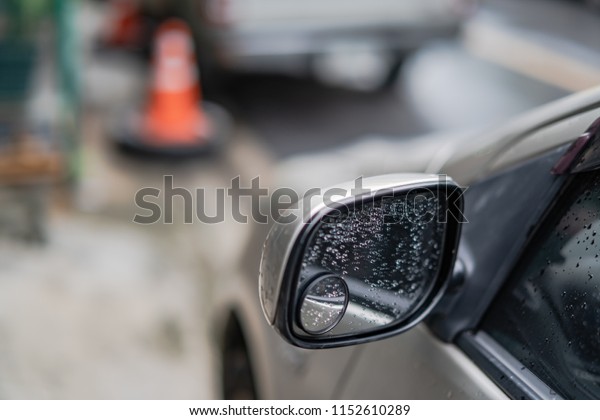 Road Car Rear View Mirror or Side Mirror\
Car, Motion Blur Background (Vintage\
Style)