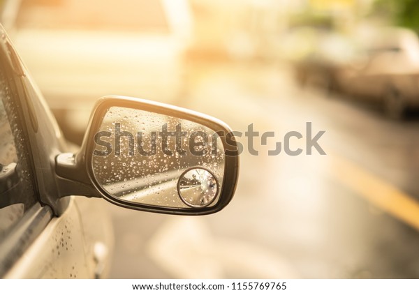 Road Car Rear View Mirror or Side Mirror
Car, Motion Blur Background (Vintage
Style)
