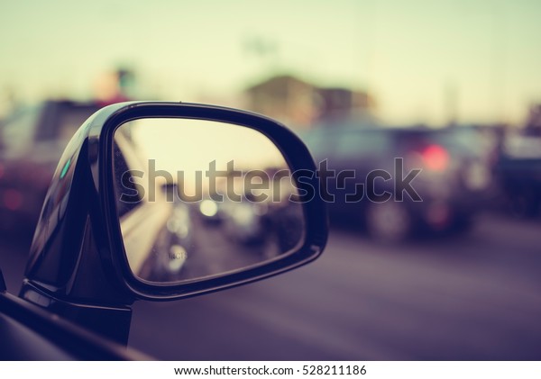 Road Car Rear View Mirror Motion Blur Background\
(Vintage Style)