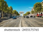 Road of Champs Elysee leading to Arc de Triomphe in Paris, France