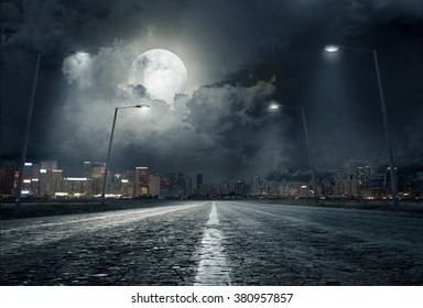 Road In City At Night