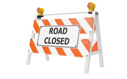 Road Closed Barricade Isolated With Clipping Path