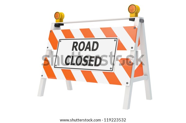 Road Closed Barricade Isolated Clipping Path Stock Photo 119223532 ...