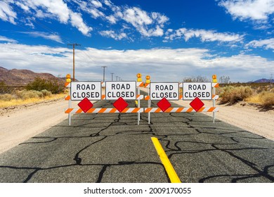 Road Closed In The Mojave Desert In California 