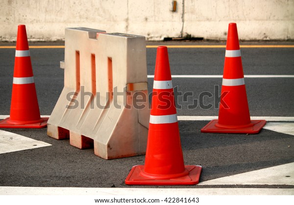 A road cone on the\
road