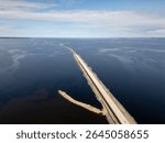 road construction over sea from Oulunsalo to Hailuoto, Oulu Finland