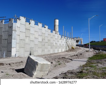 Road Construction, South Tampa, Florida.  Construction Of Elevated Highway To Connect Gandy Boulevard In South Tampa With Suburbs Via Selmon Extension.  