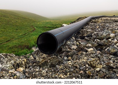 Road Construction And Storm Water Pipes For Sanitary Sewer, Selective Focus