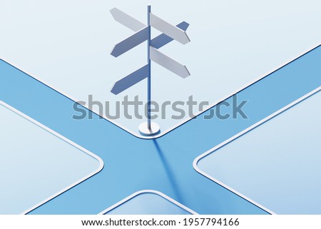 Road direction side in navigation concept - 3d rendering