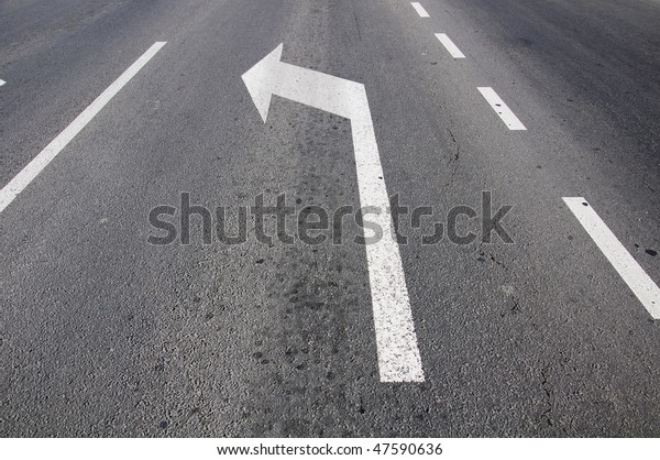 road with divide line and
arrow
