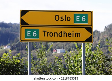 The Road E6 Connecting Two Major Norwegian Cities Oslo And Trondheim.