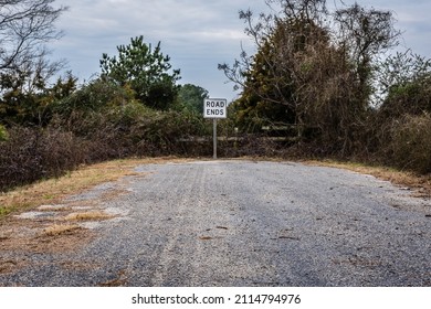 Road Ends Sign At The End Of An Abandoned Country Road