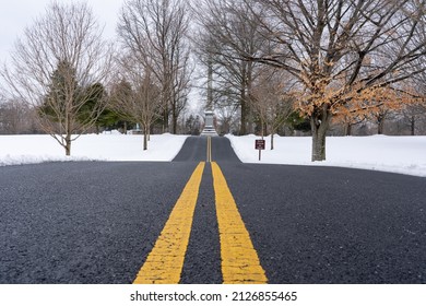 A Road In A Fort Pillow State Historic Park During Winter