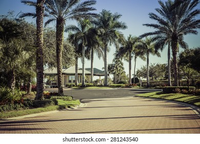 Road To Gated Community In South Florida