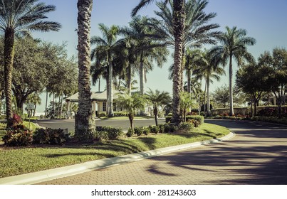 Road To Gated Community In South Florida