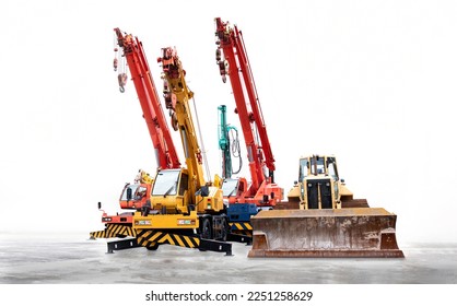 road grader heavy machinery and construction Earthworks grader machine. Mobile Crane, Tower Crane