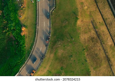 Road And Grassy Field Aerial