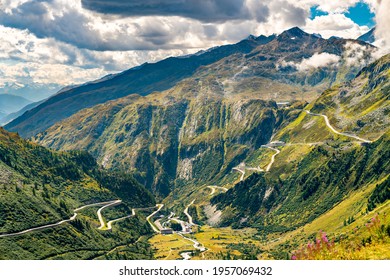 Road To The Grimsel Pass In Switzerland