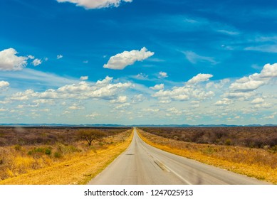 Road to the infinity, on a really nice scattered cloudy sky