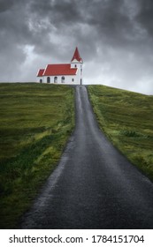 Road To Ingjaldsholl Church. West Iceland, Snaefellsnes (Snæfellsnes) Peninsula